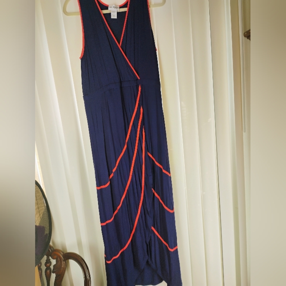 Kate & Mallory Asymmetrical Orange and Blue Sundress